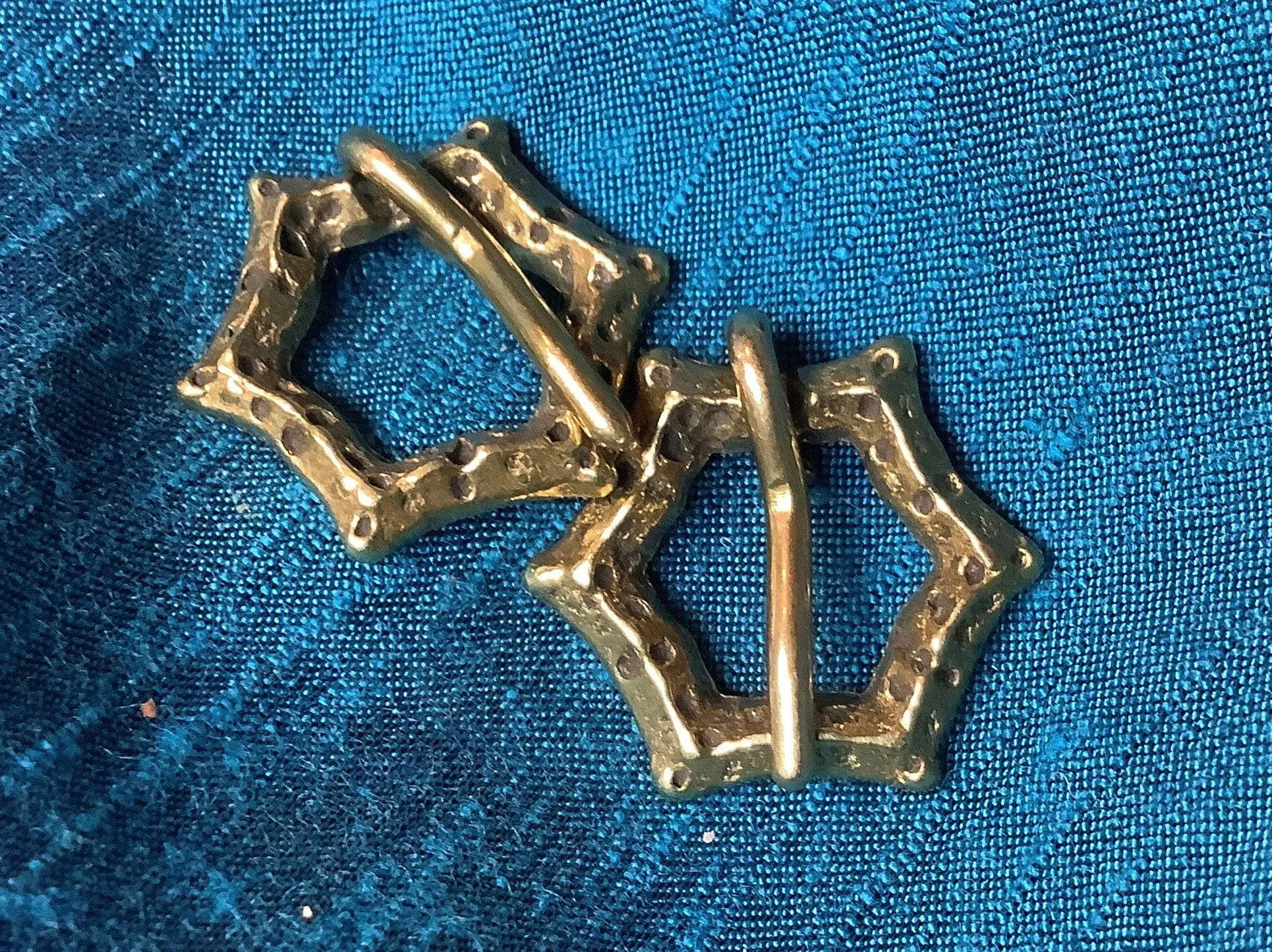 Tiny Brass Sexfoil Medieval Brooch (set of two)