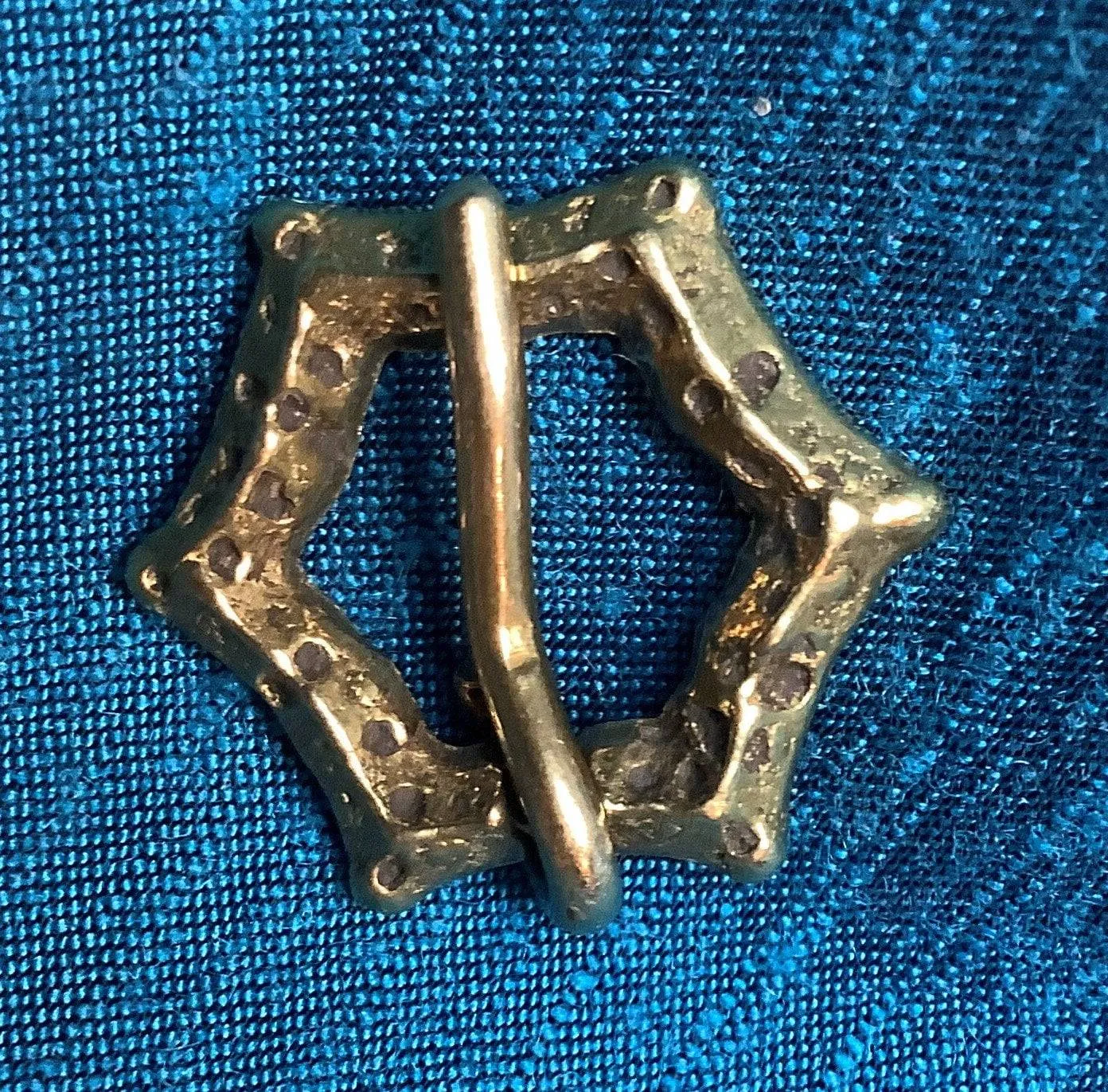 Tiny Brass Sexfoil Medieval Brooch (set of two)