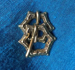 Tiny Brass Sexfoil Medieval Brooch (set of two)