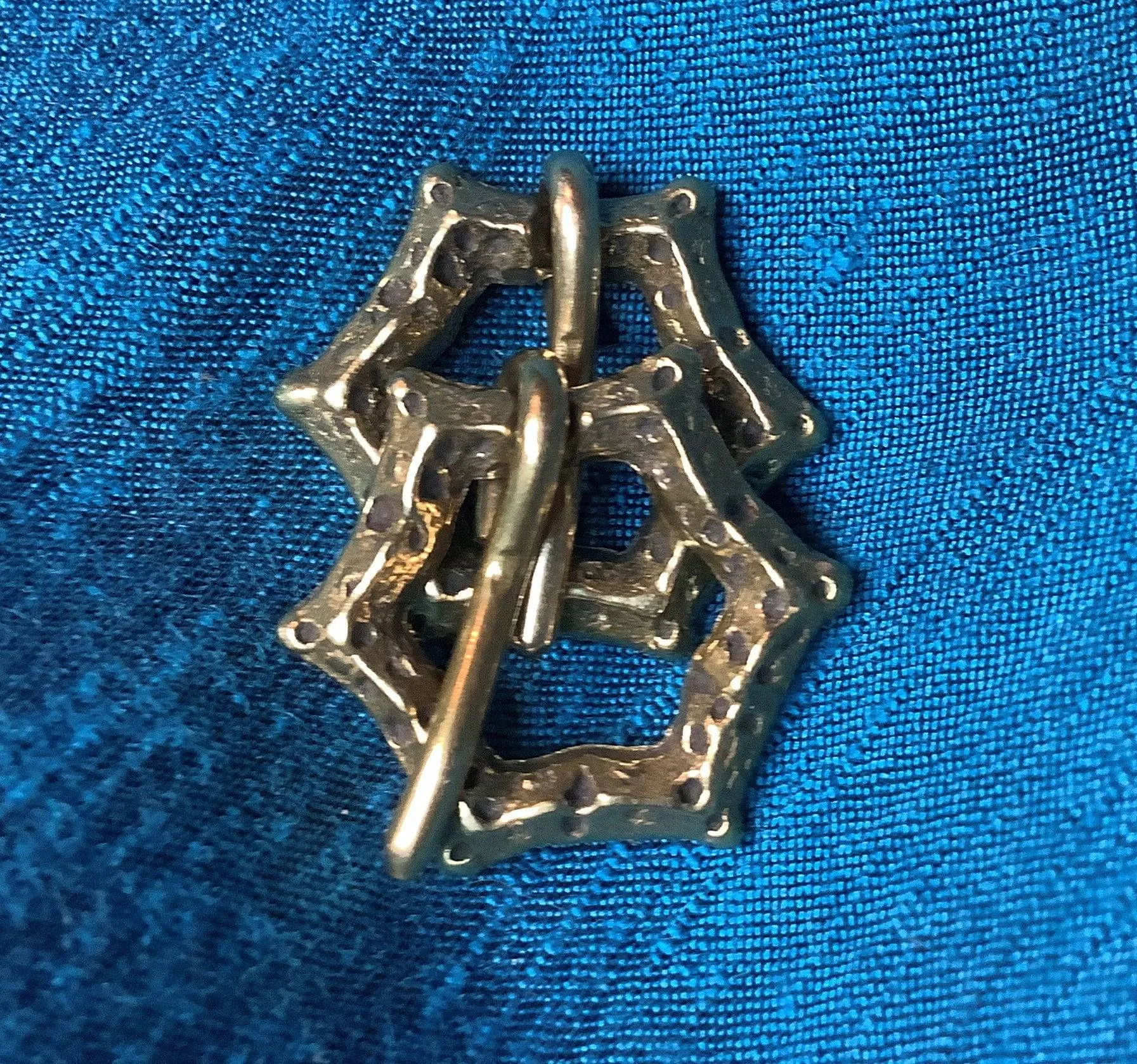 Tiny Brass Sexfoil Medieval Brooch (set of two)