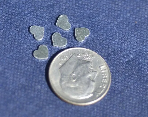 Tiny metal Heart blanks, Chubby Hearts 4.6mm