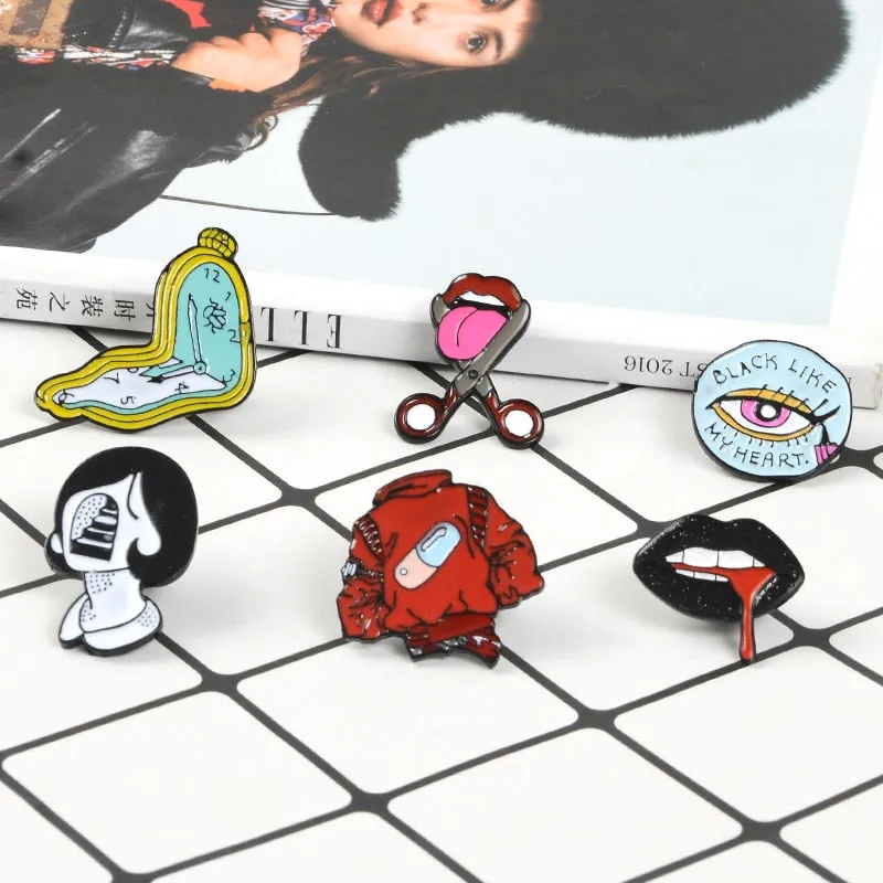 Tongue Lips Brooches