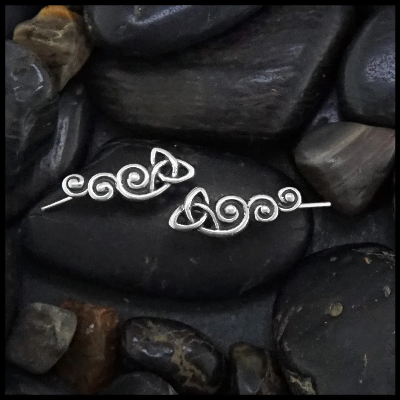 Trinity Scroll Ear Climber in Silver