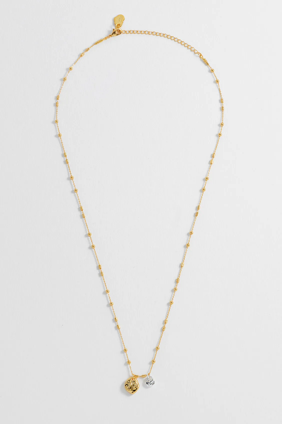 Triple Beaded Chain And Molton Pebbles Necklace