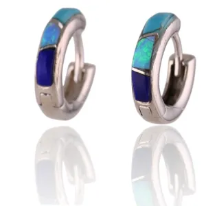 Triple Blue Huggie Earrings