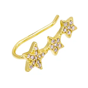 Triple Pavé Star Ear Climber