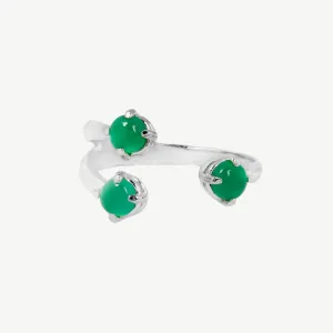 Triple Twisted Claw Ring with Stone in Green Onyx