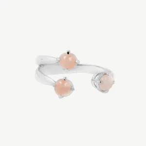 Triple Twisted Claw Ring with Stone in Pink Opal