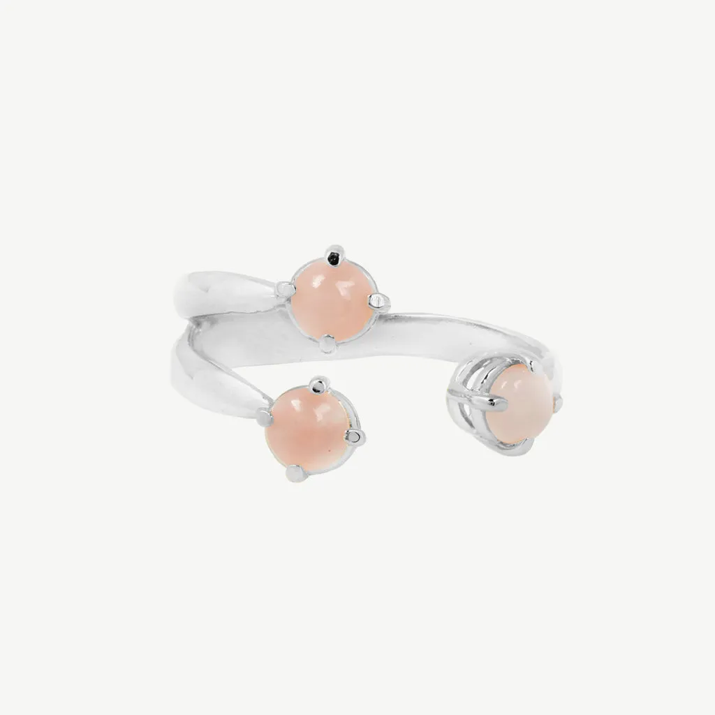 Triple Twisted Claw Ring with Stone in Pink Opal