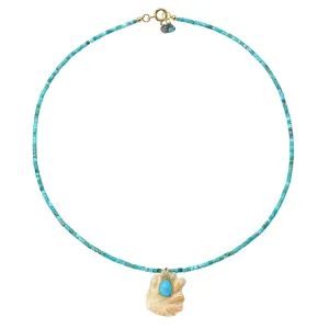 Turquoise Necklace with Shell and Turquoise Charm