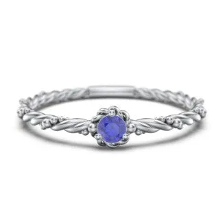 Twisted Band Stackable Ring with Gemstone