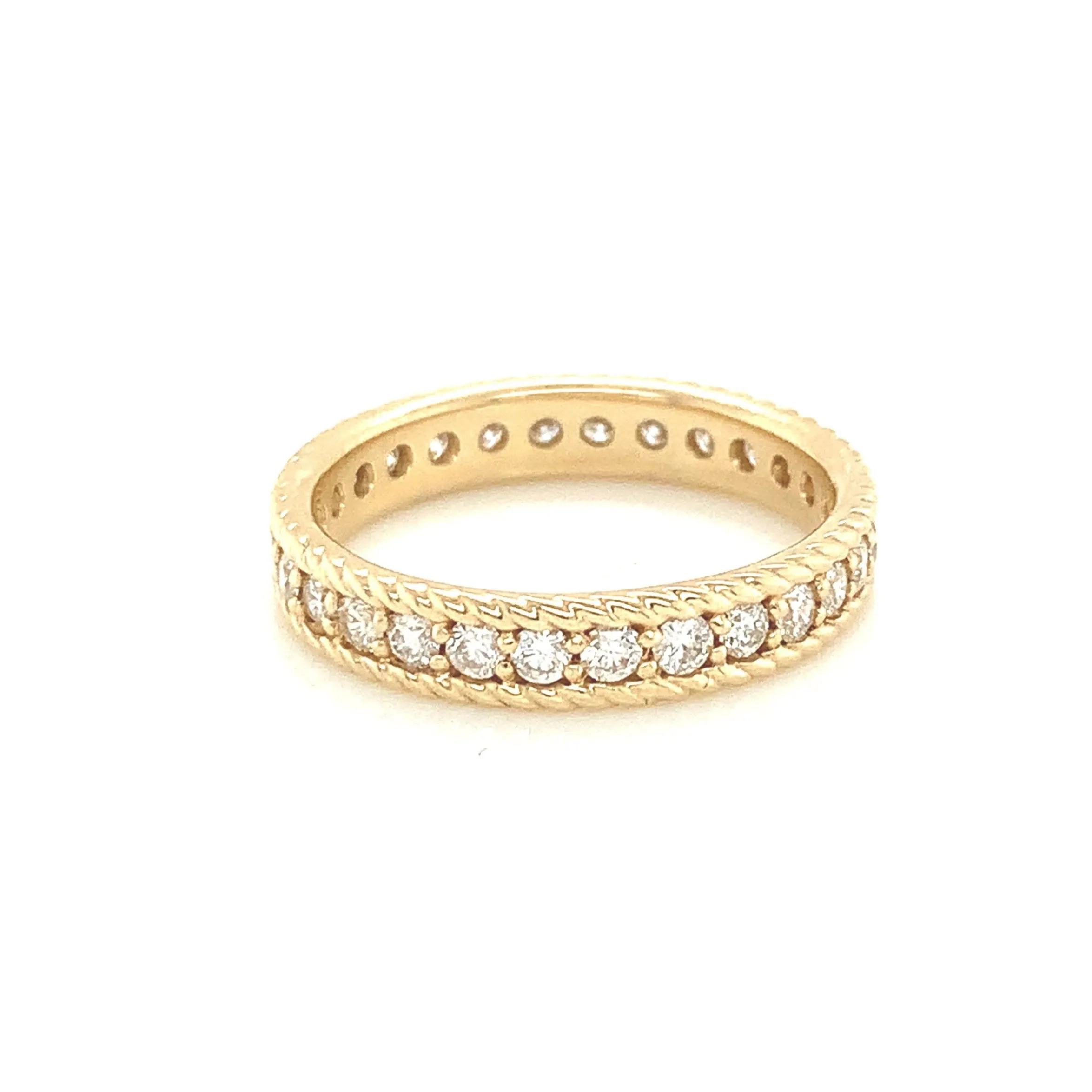 Twisted Gold Channel Diamond Band Ring