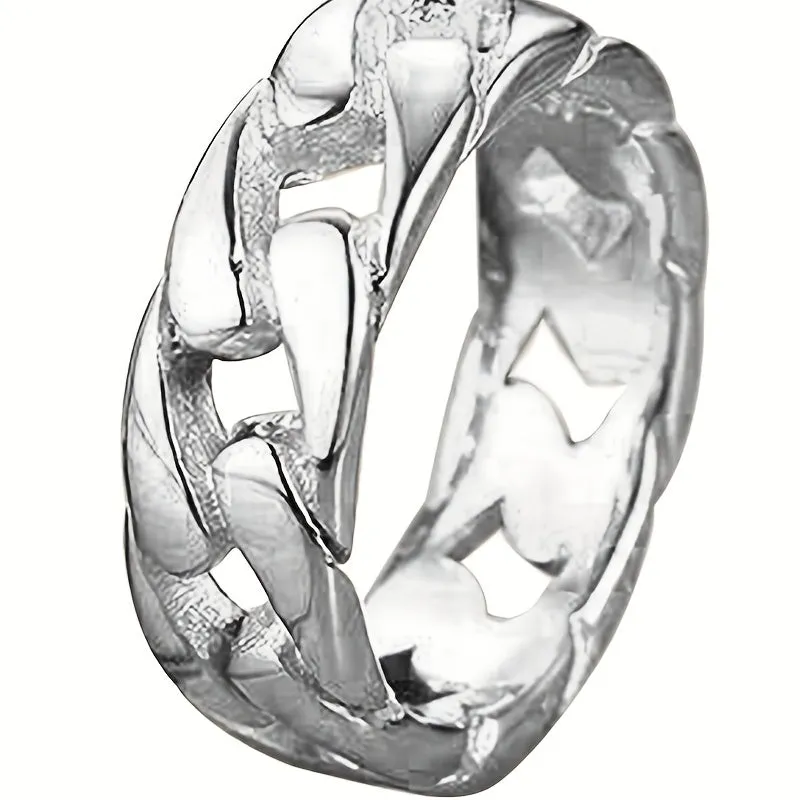 Twisted Hollow Stripe Single Ring Chain For Men