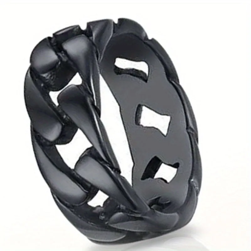 Twisted Hollow Stripe Single Ring Chain For Men