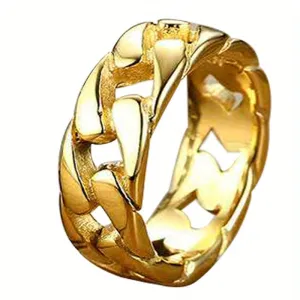 Twisted Hollow Stripe Single Ring Chain For Men