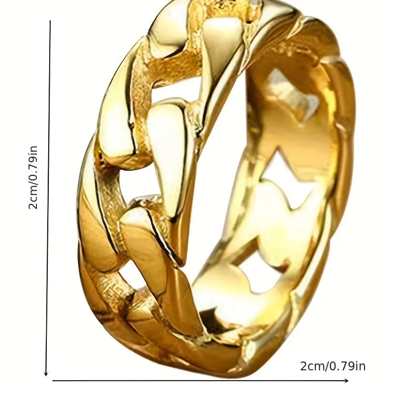 Twisted Hollow Stripe Single Ring Chain For Men