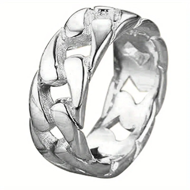 Twisted Hollow Stripe Single Ring Chain For Men