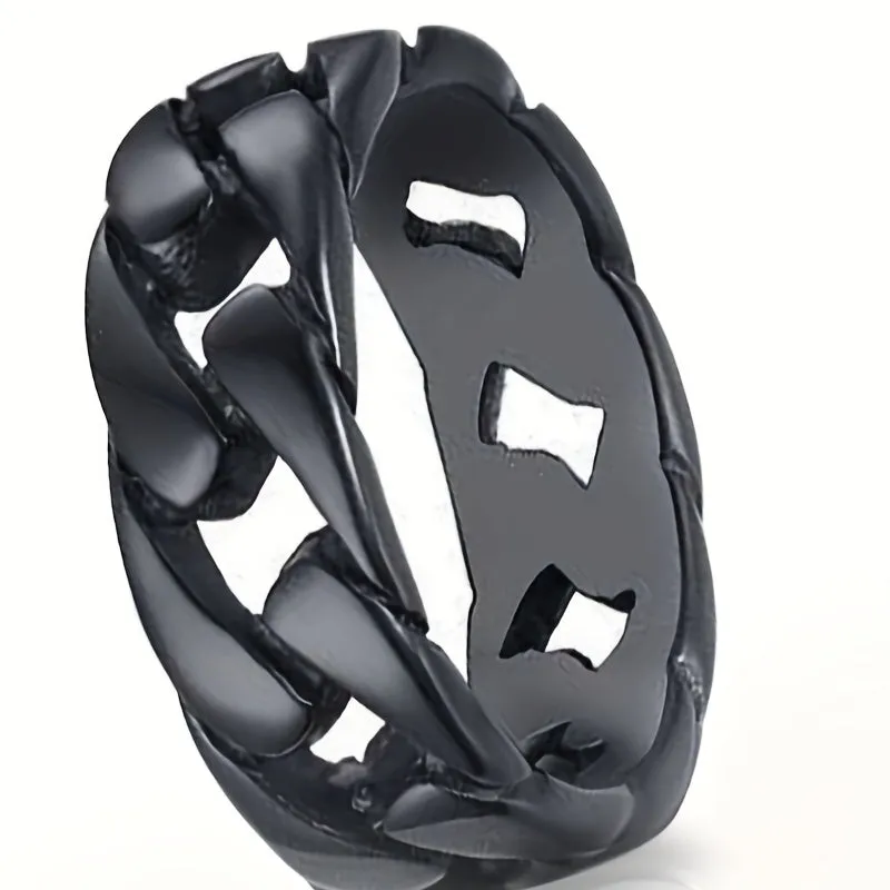 Twisted Hollow Stripe Single Ring Chain For Men