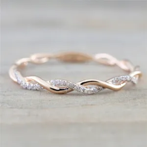 Twisted Rhinestone Ring For Men Couple Engagement