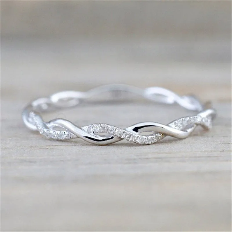 Twisted Rhinestone Ring For Men Couple Engagement