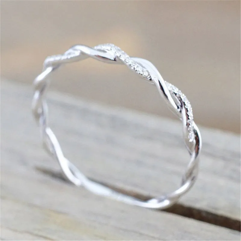Twisted Rhinestone Ring For Men Couple Engagement