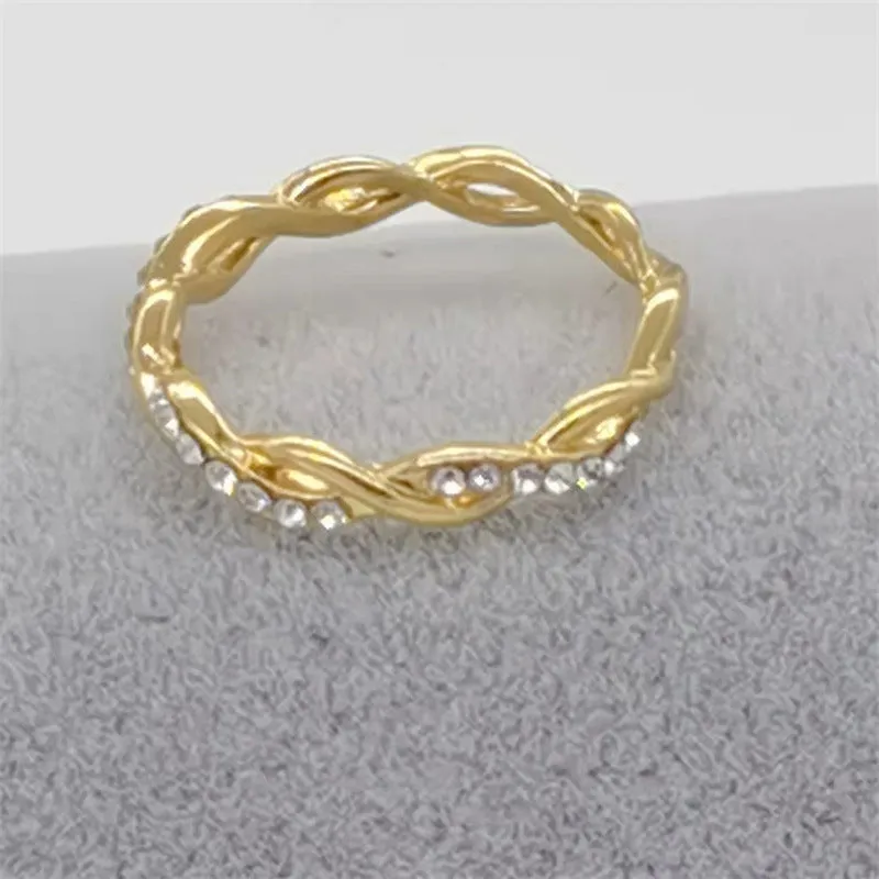 Twisted Rhinestone Ring For Men Couple Engagement