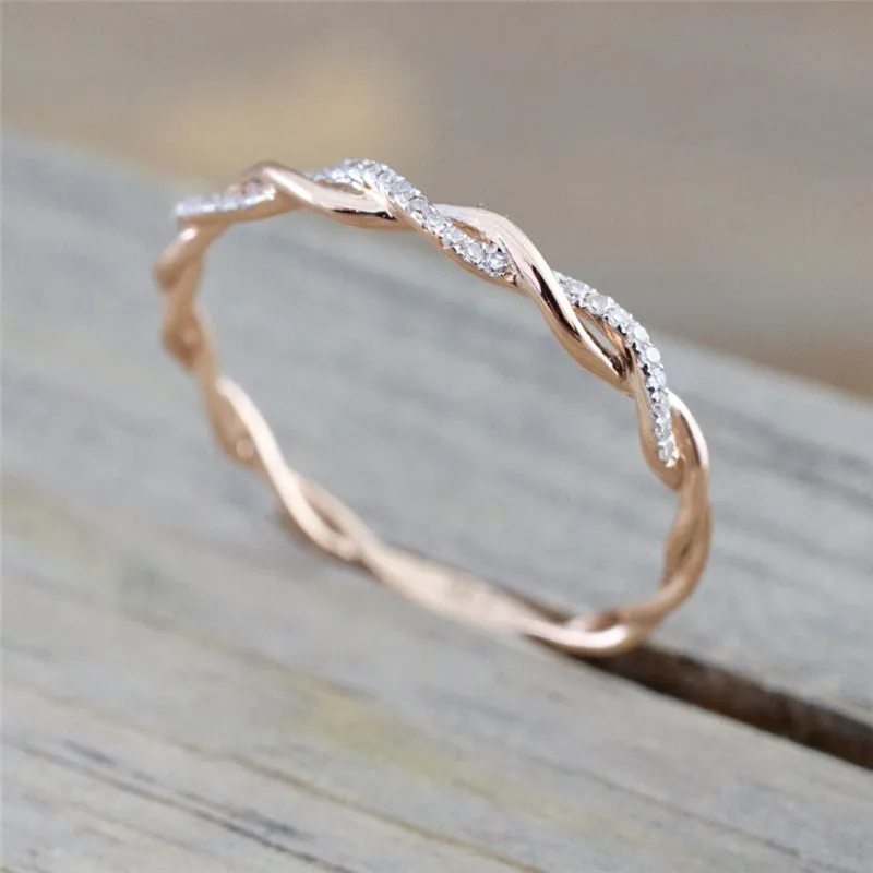 Twisted Rhinestone Ring For Men Couple Engagement