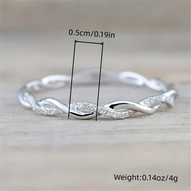 Twisted Rhinestone Ring For Men Couple Engagement
