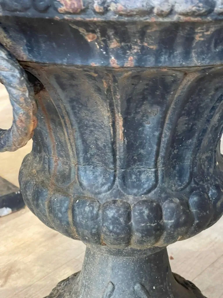 Two Art Deco Urn Form Iron Planters