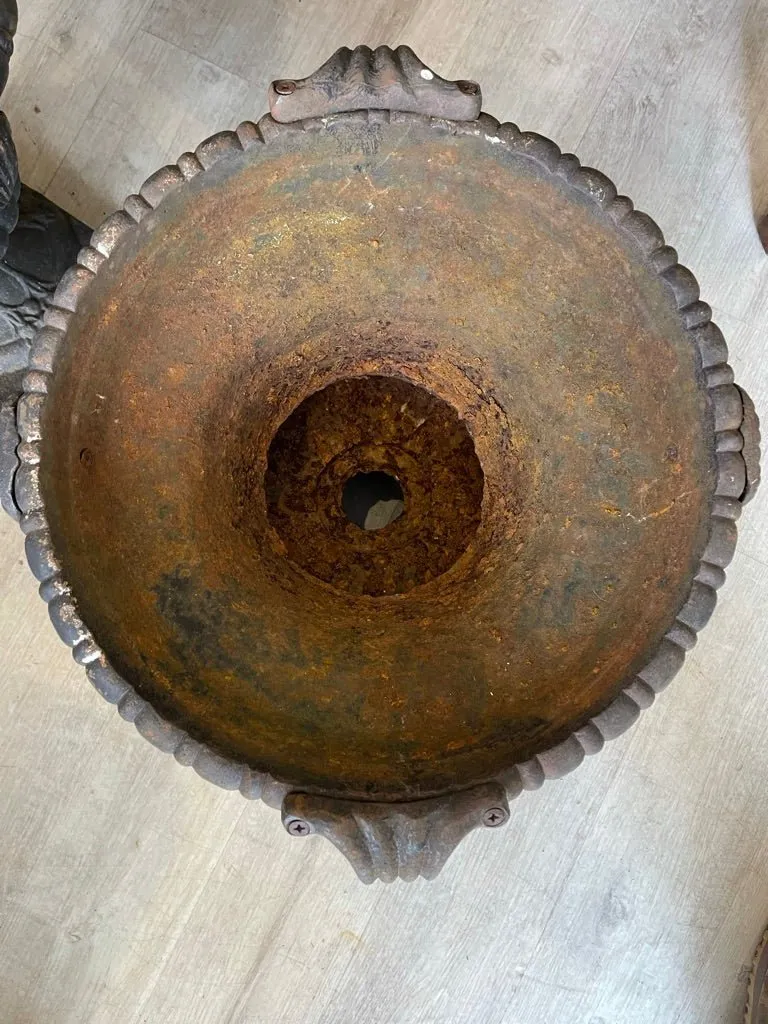 Two Art Deco Urn Form Iron Planters
