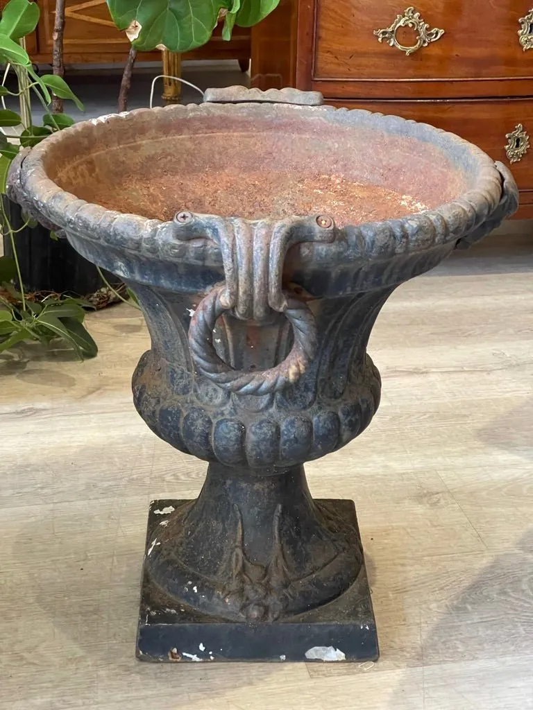 Two Art Deco Urn Form Iron Planters