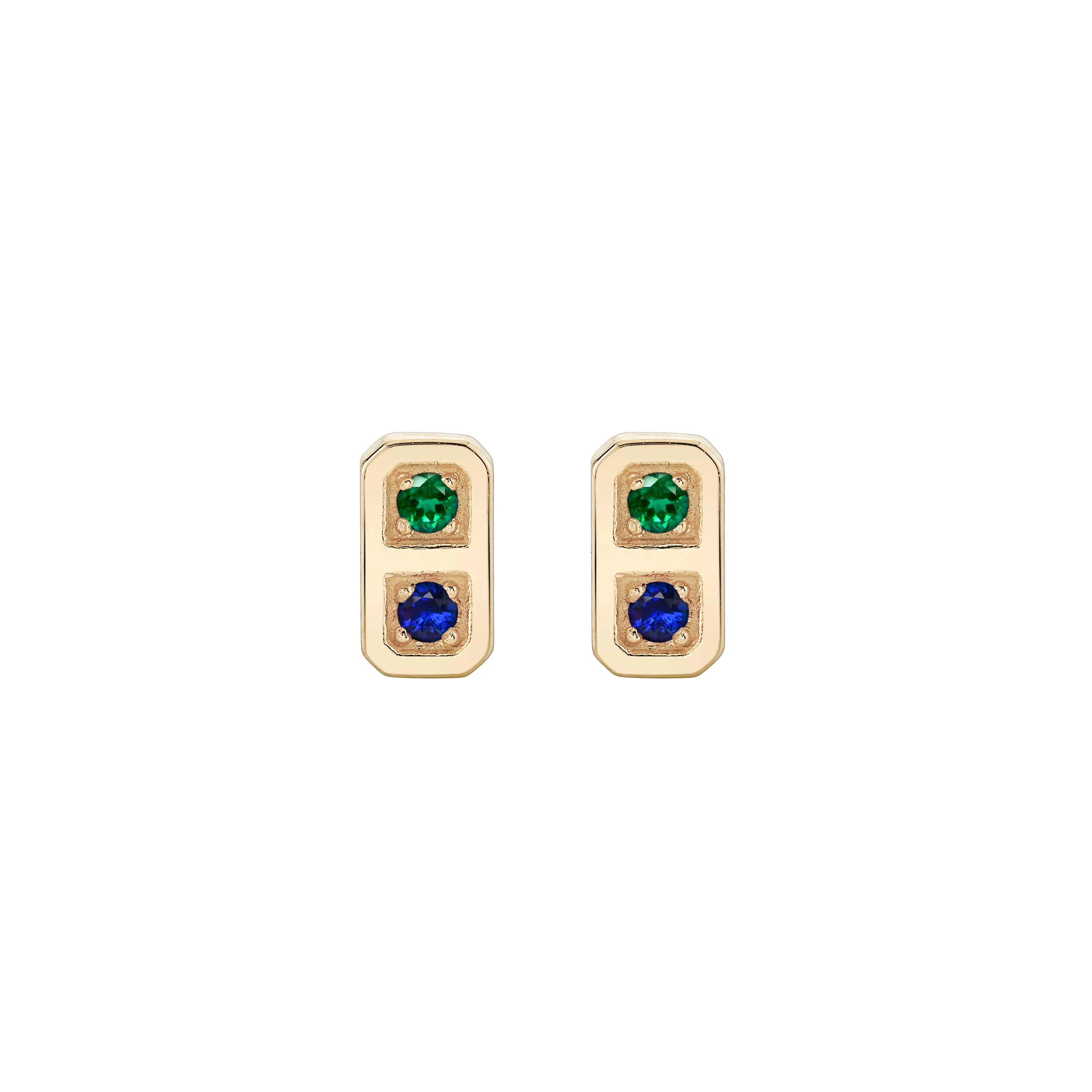 Two Birthstone Tablet Studs