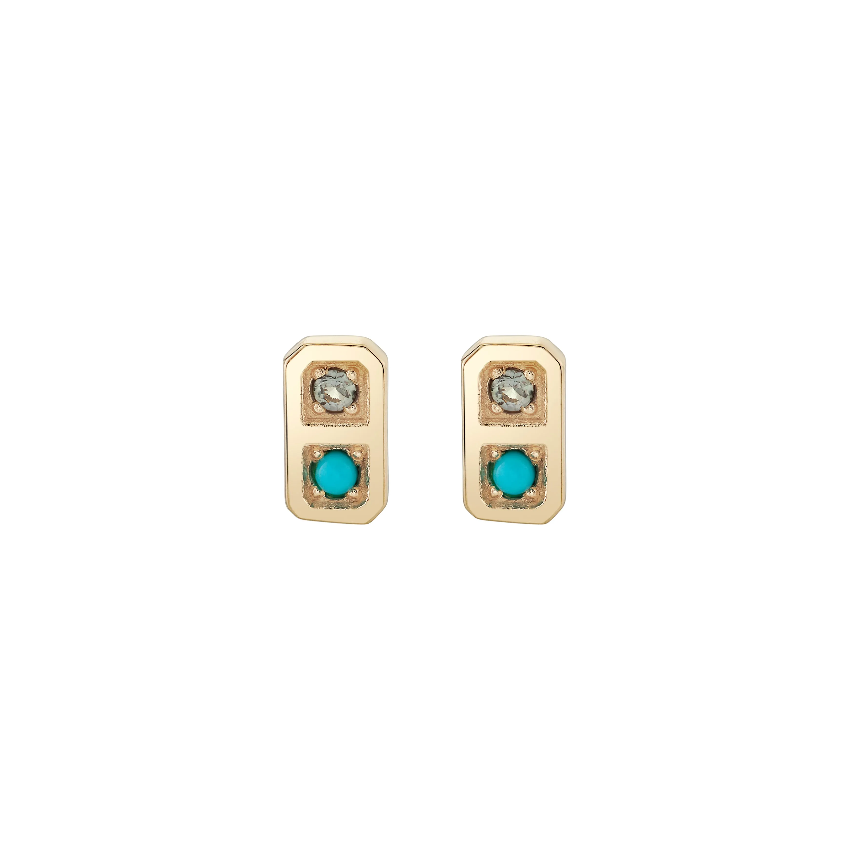 Two Birthstone Tablet Studs