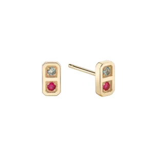 Two Birthstone Tablet Studs