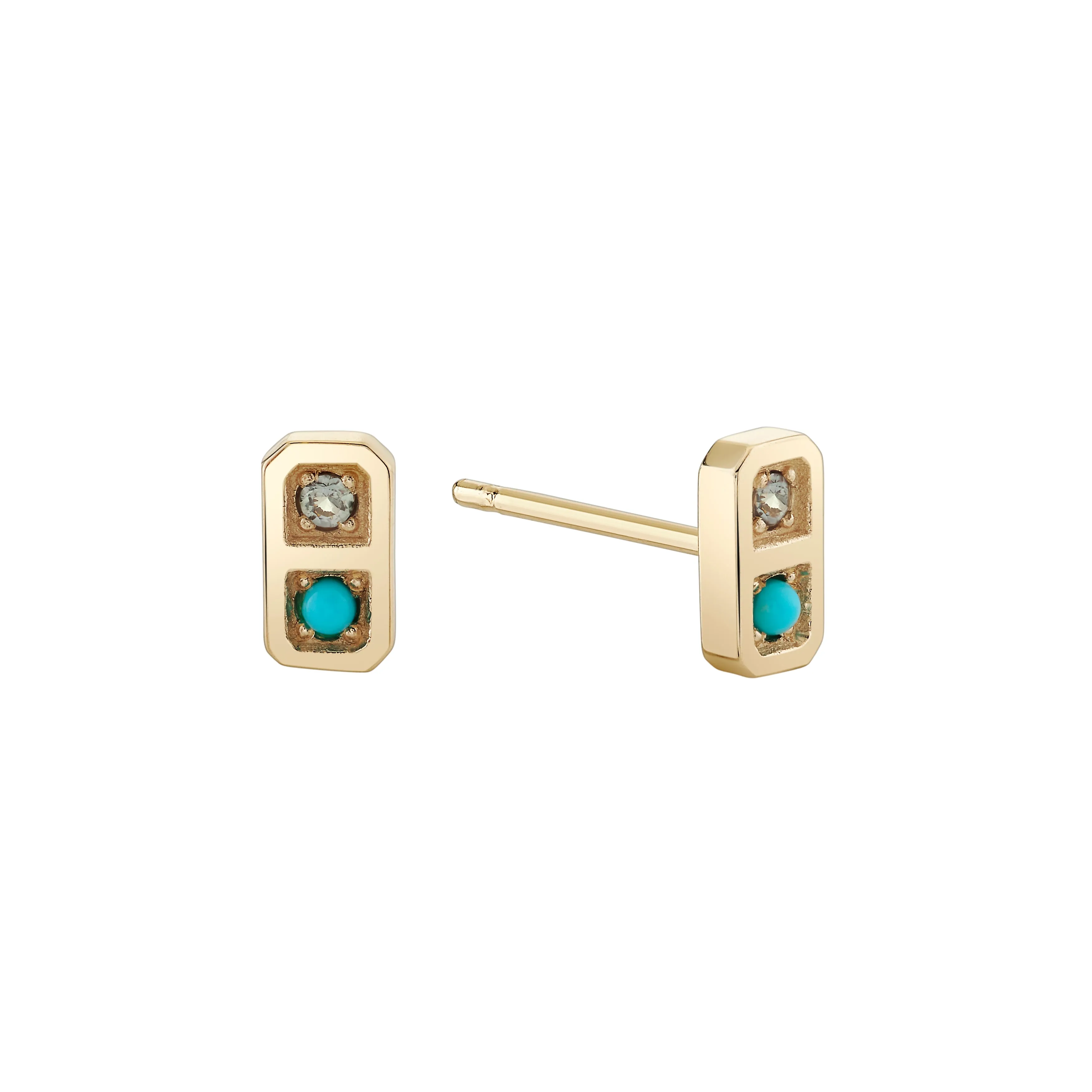 Two Birthstone Tablet Studs
