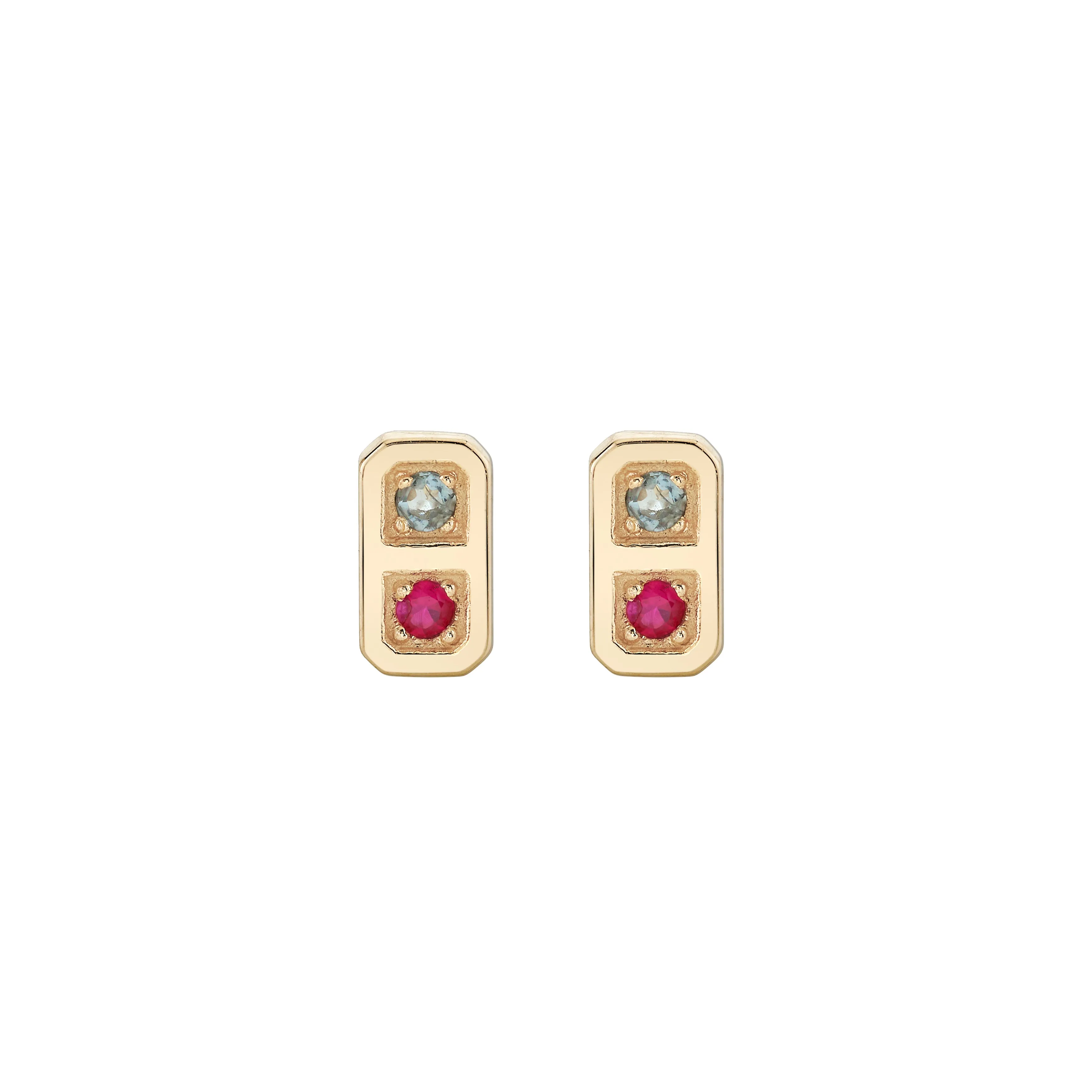 Two Birthstone Tablet Studs