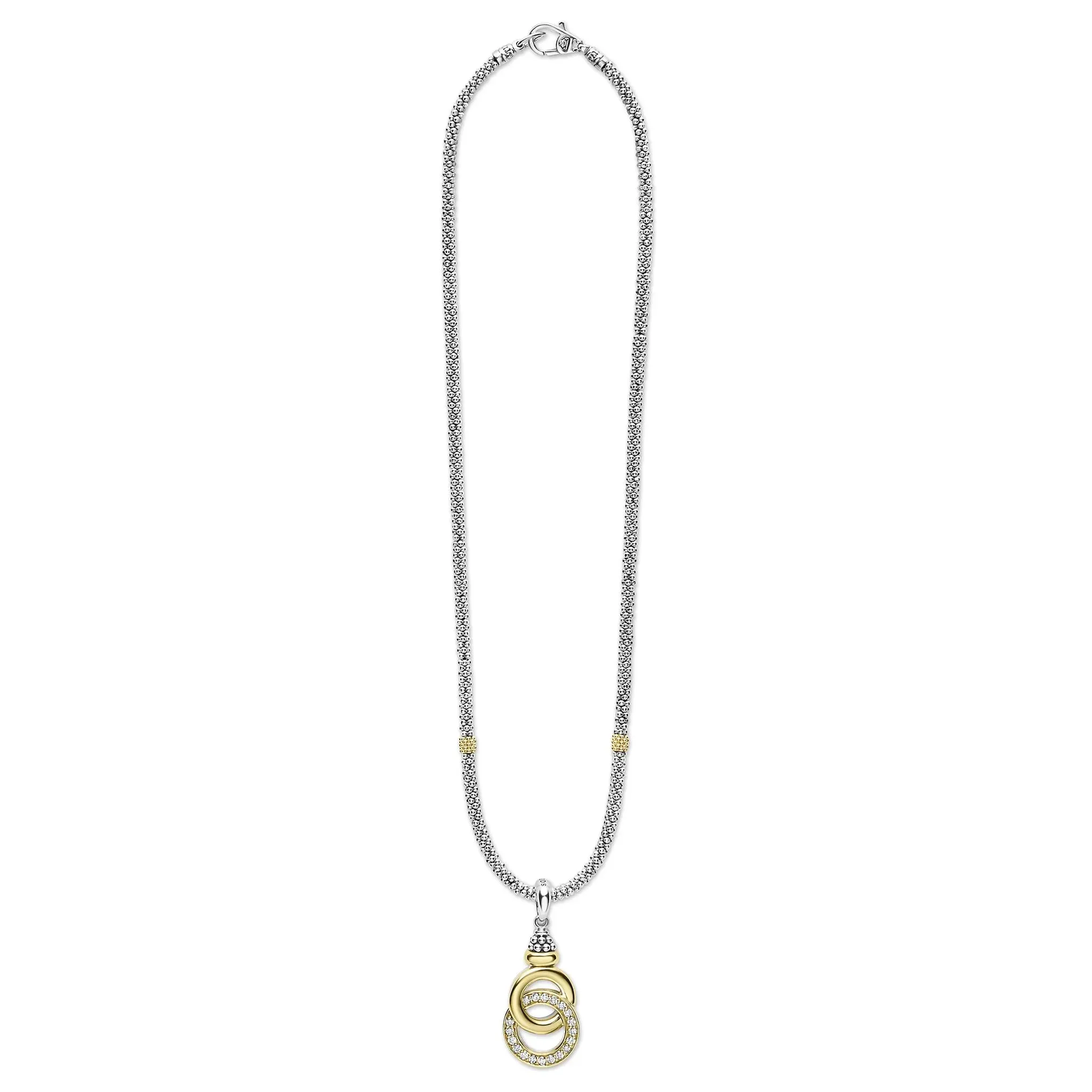 Two-Tone Interlocking Diamond Pendant Necklace