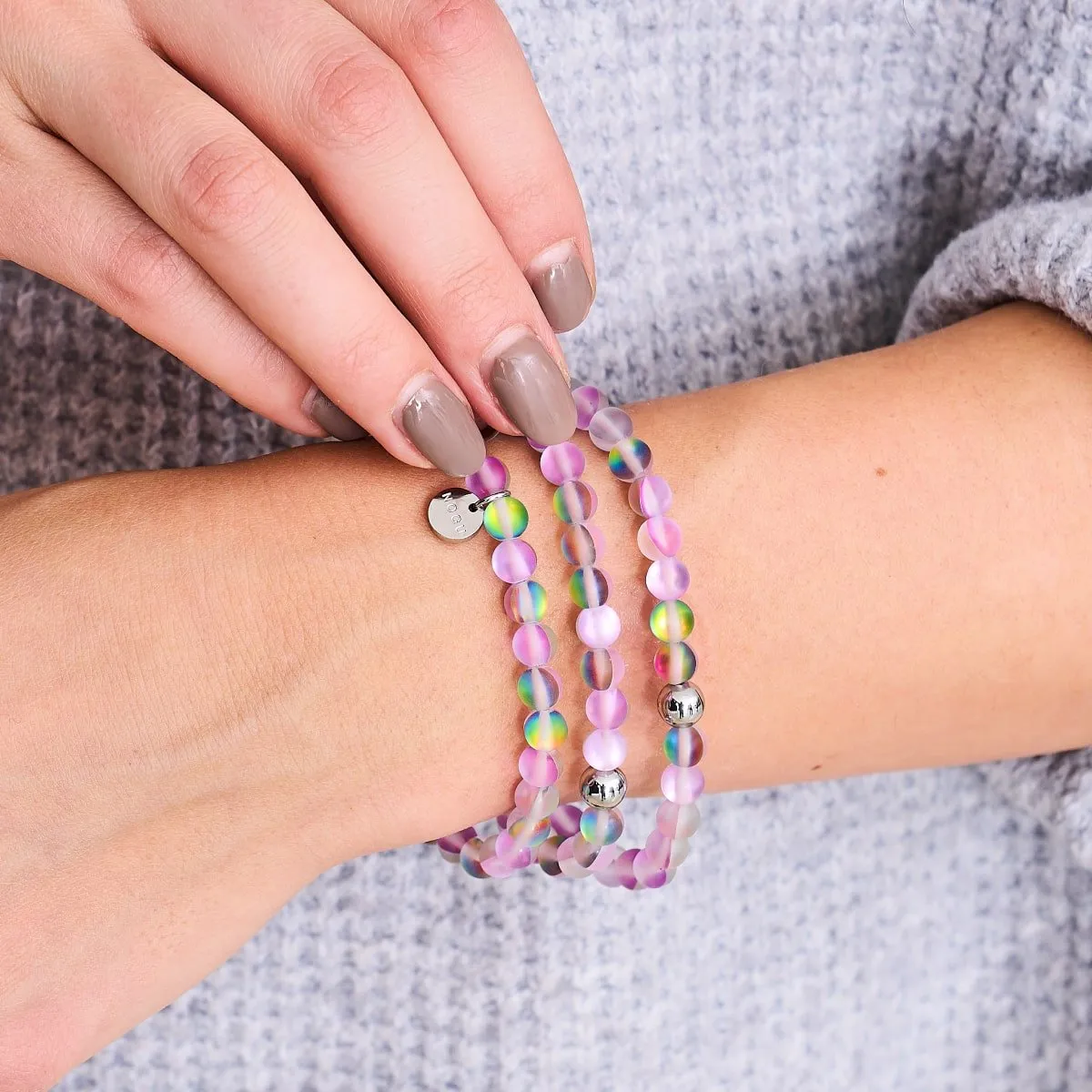 Unicorn Purple | Silver | Mermaid Glass Bead Bracelet
