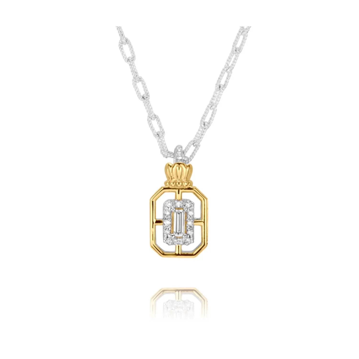 Vahan Sterling Silver and 14k Gold Diamond Pendant Necklace – 70952D/18