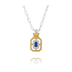 Vahan Sterling Silver and 14k Gold Diamond Pendant Necklace – 70952DBSA/18