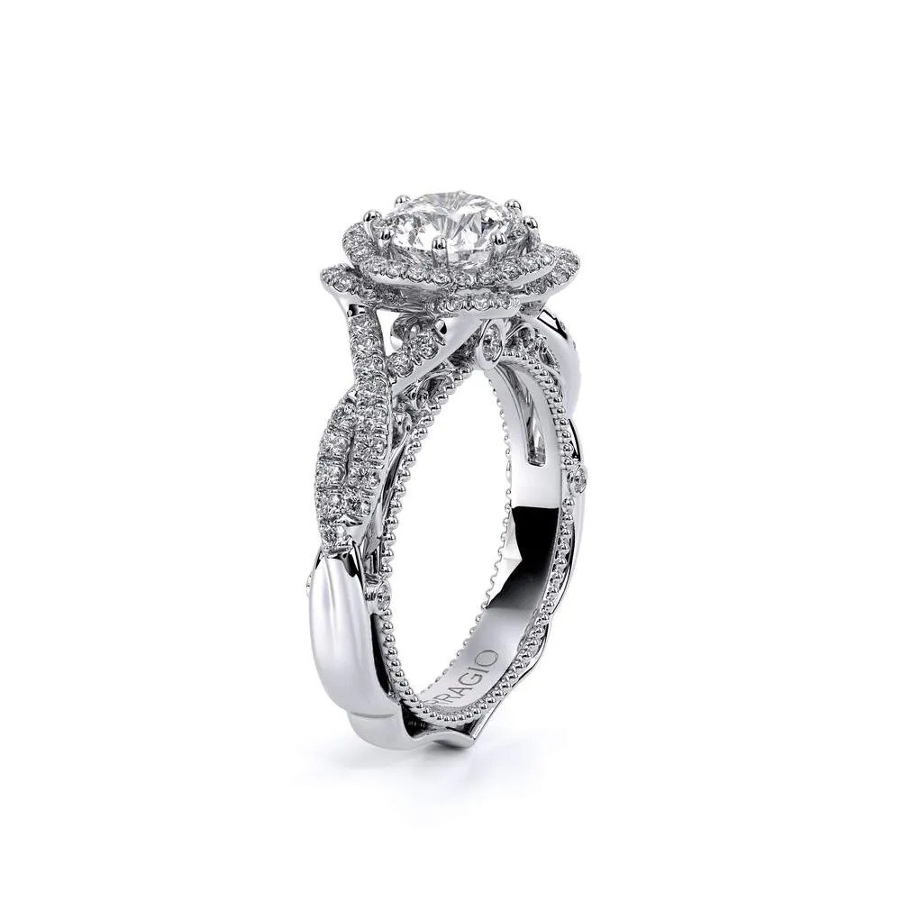 Verragio 18K White Gold Twisted Shank Petal-like Center Diamond Engagement Ring VENETIAN-5051R