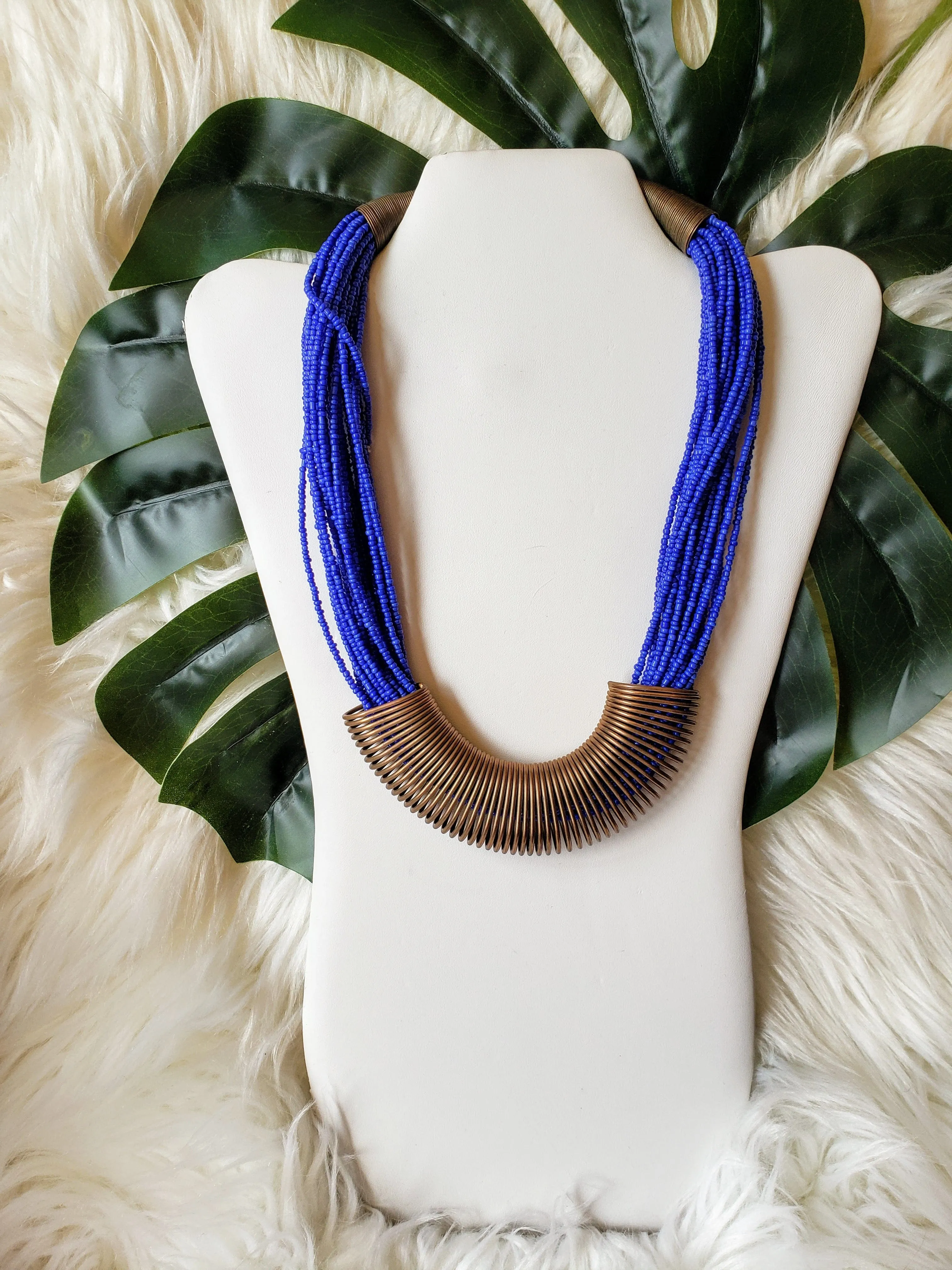Vintage - Blue Beaded Necklace