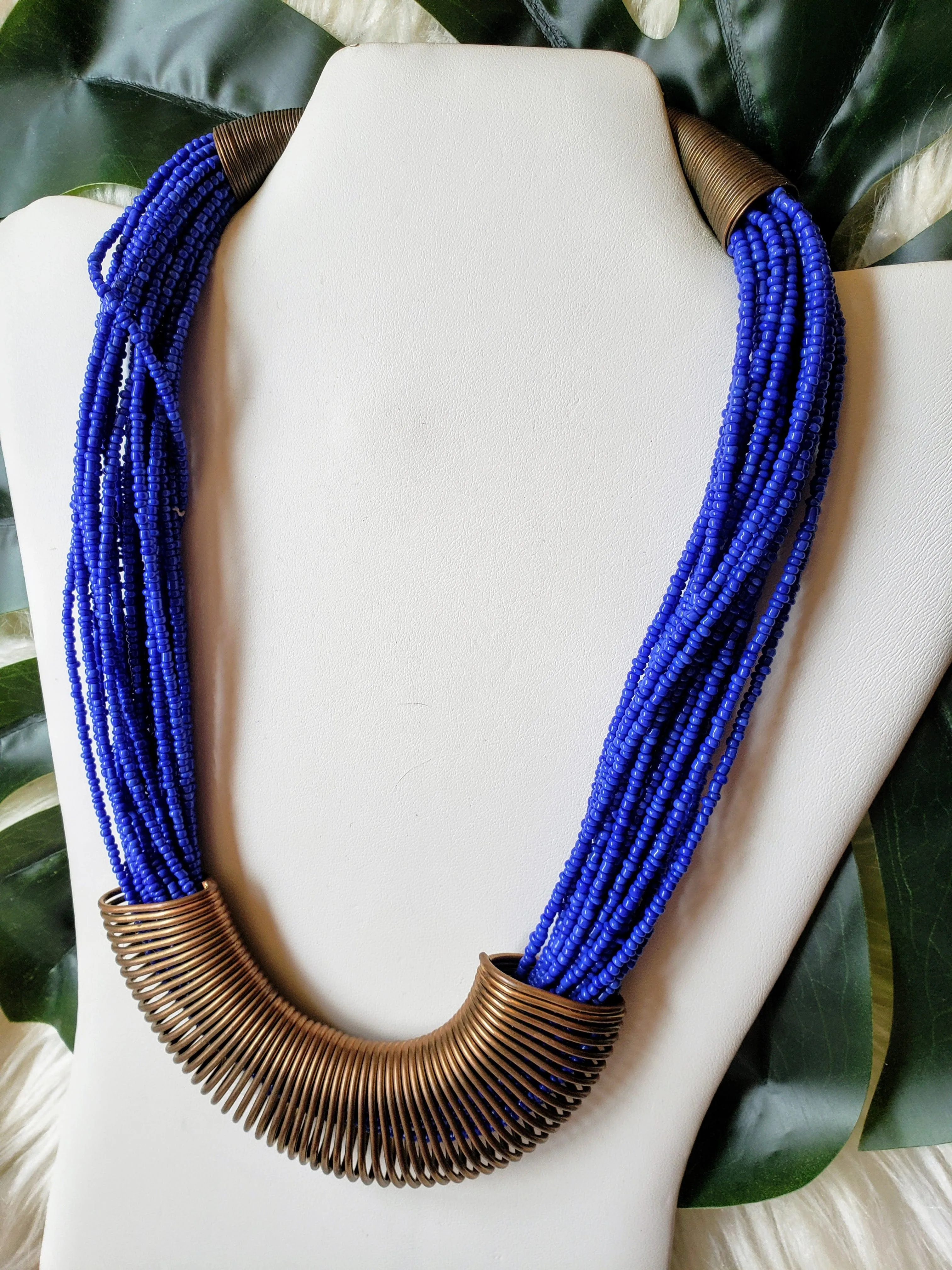 Vintage - Blue Beaded Necklace