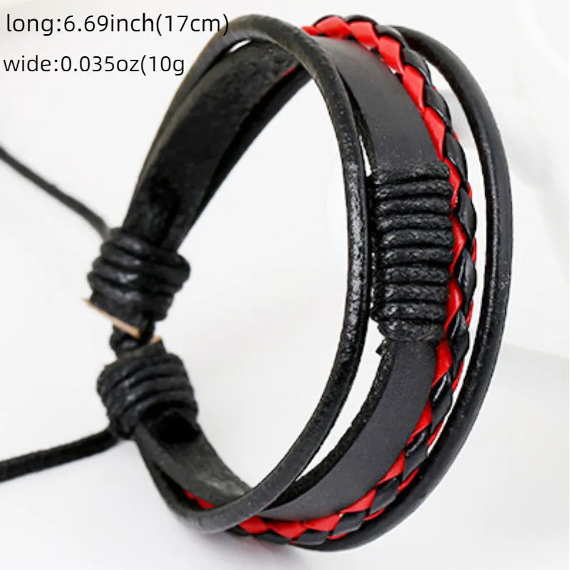 Vintage Braided Cowhide Bracelet Adjustable Student Accessory