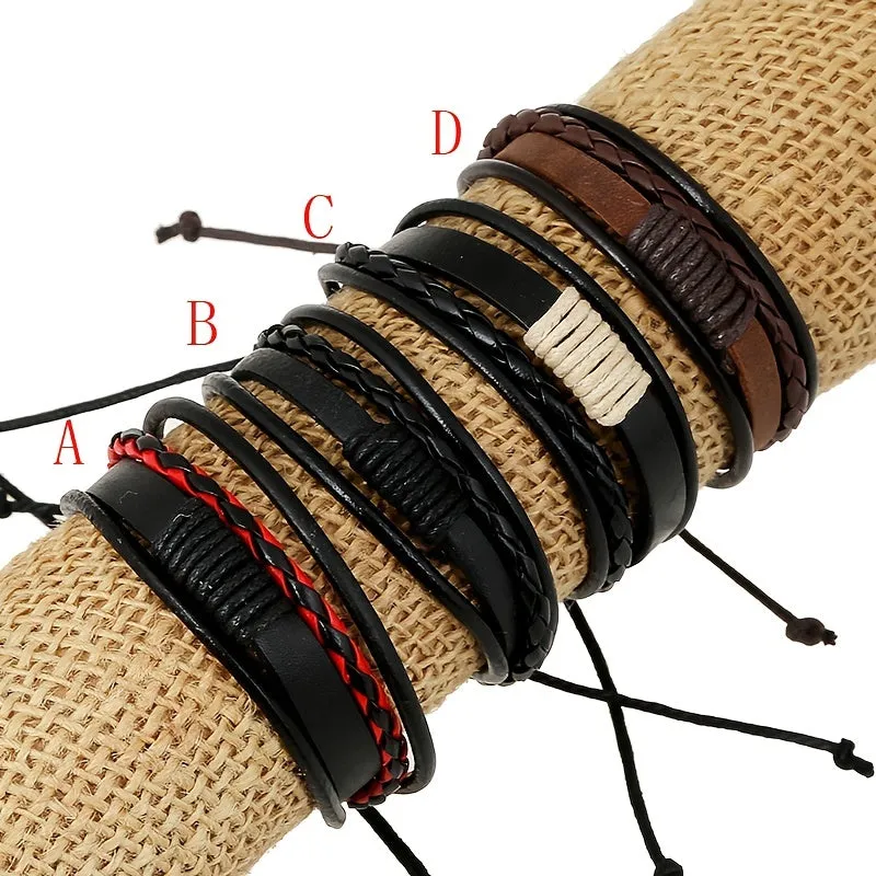 Vintage Braided Cowhide Bracelet Adjustable Student Accessory