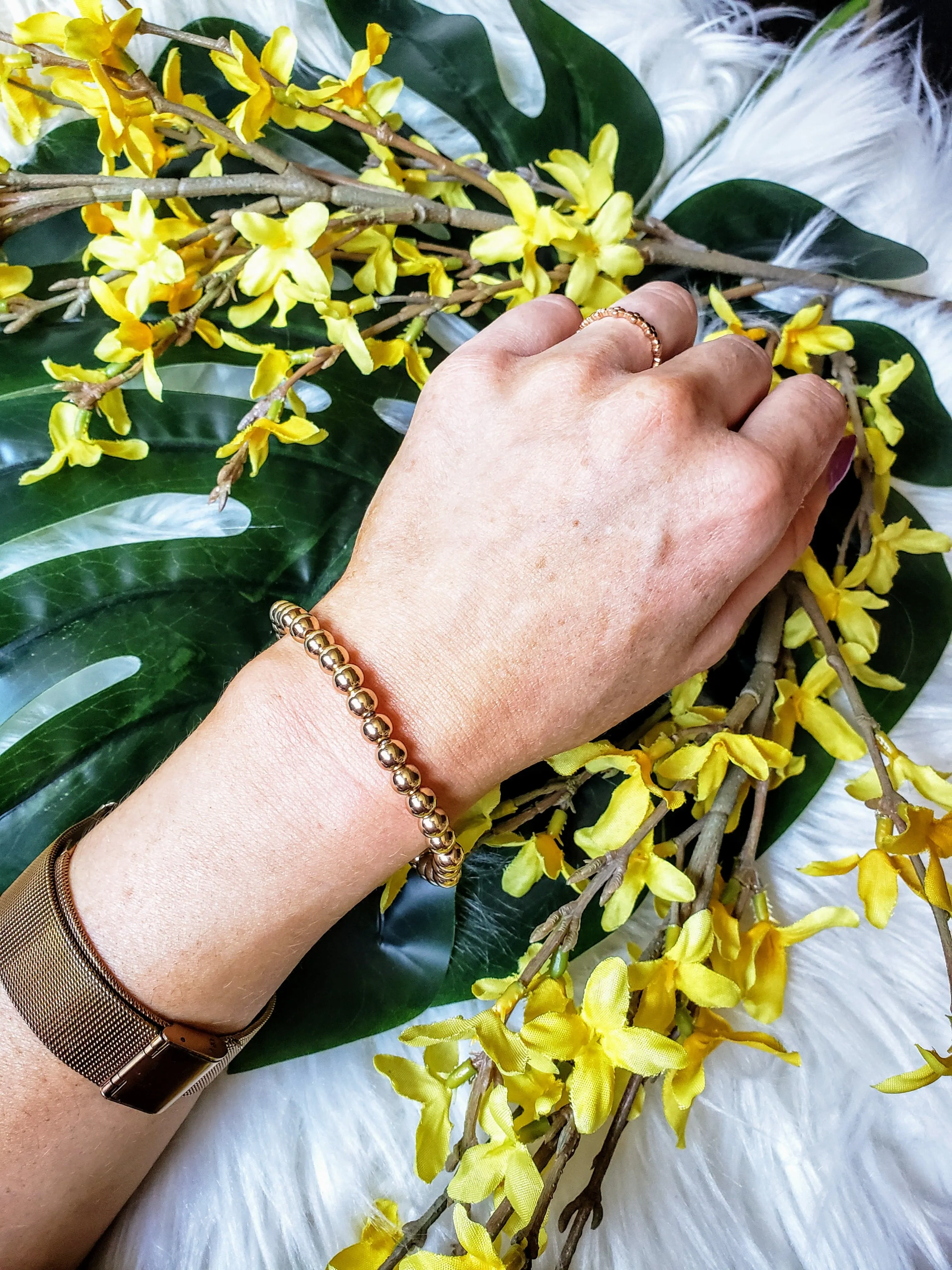 Vintage - Gold Beaded Bracelet