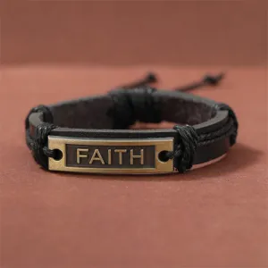 Vintage Men's Leather Bangle Braided Rope Wrap Bracelet