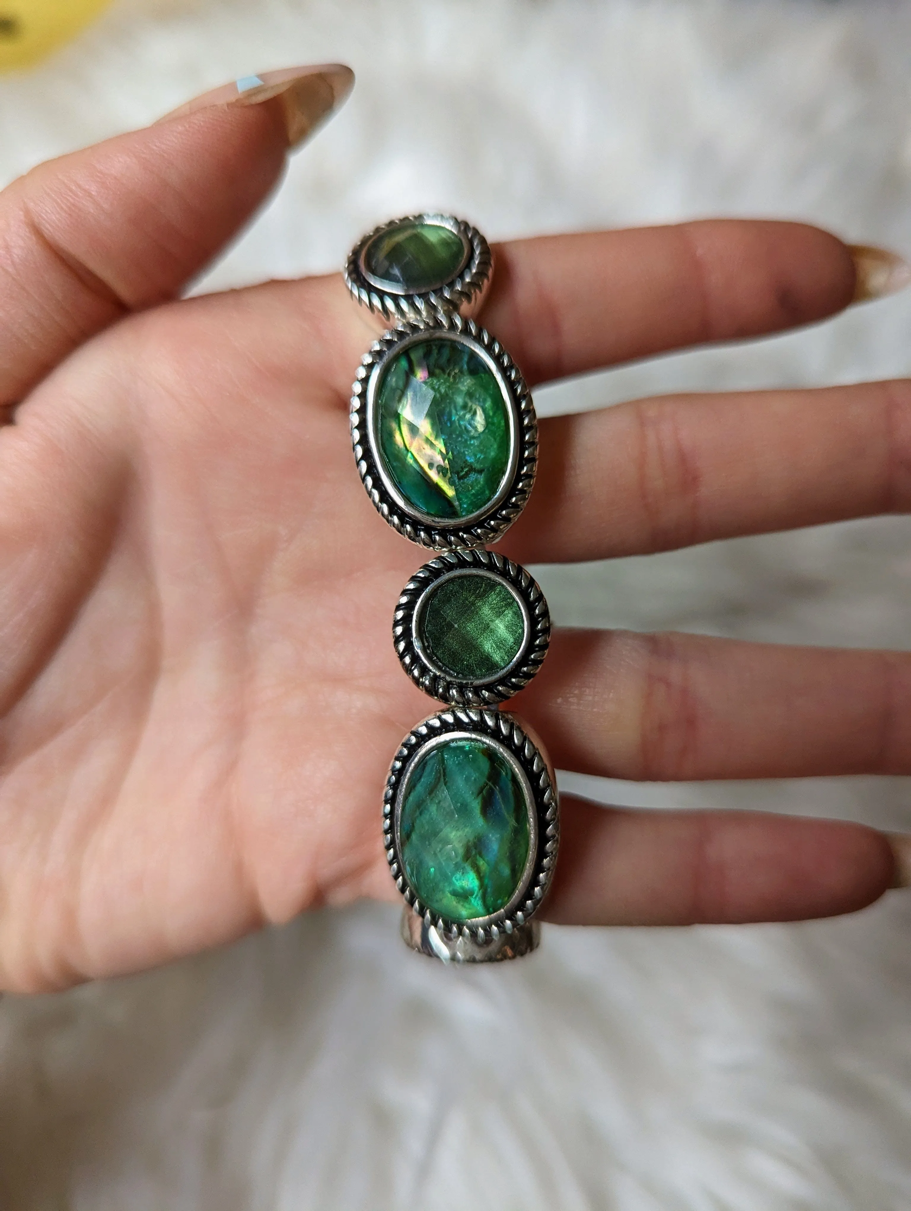 Vintage -  Napier Green Silver Bracelet
