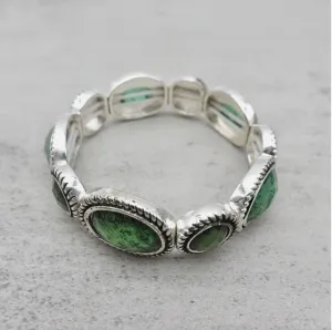 Vintage -  Napier Green Silver Bracelet