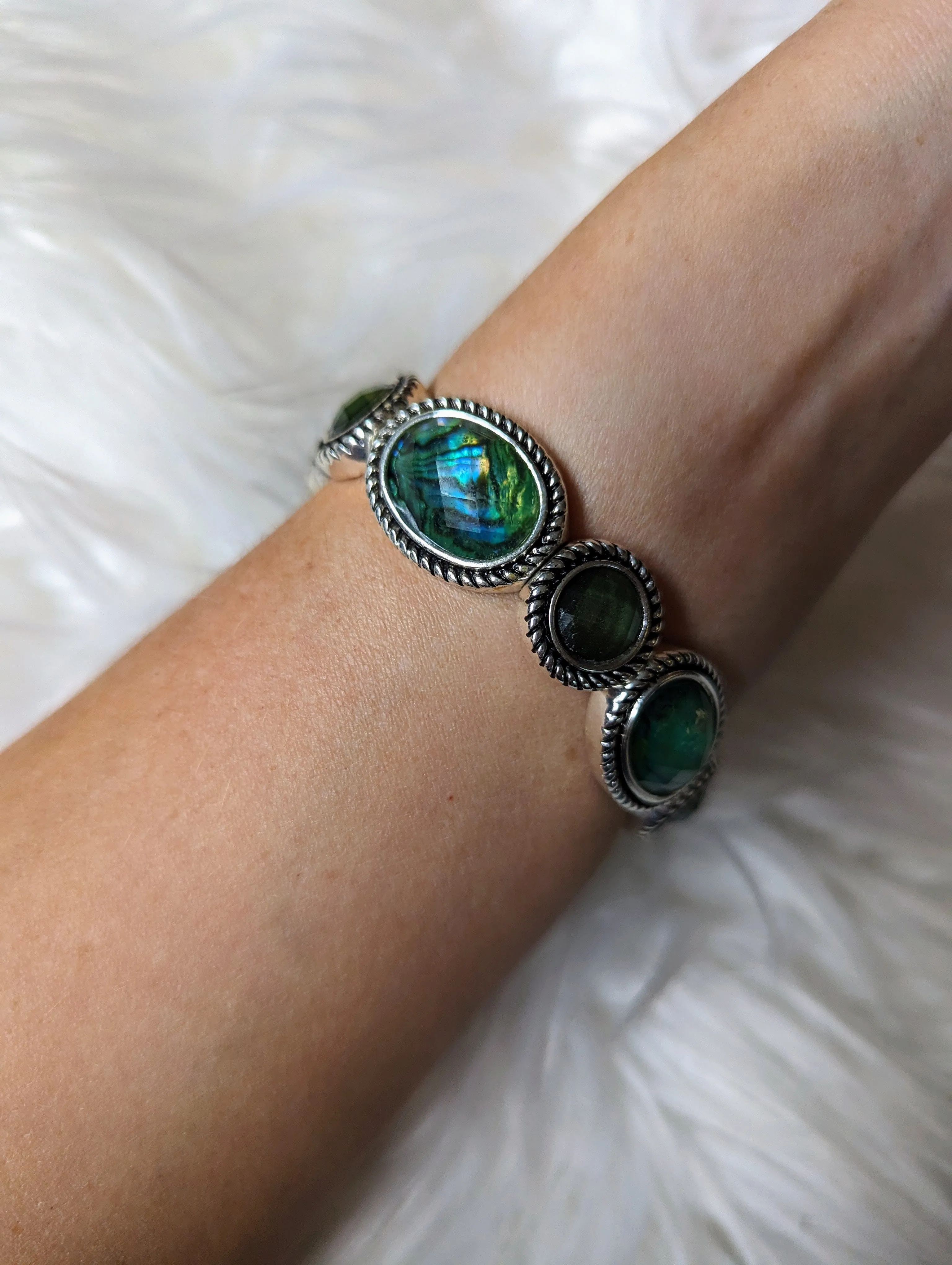 Vintage -  Napier Green Silver Bracelet